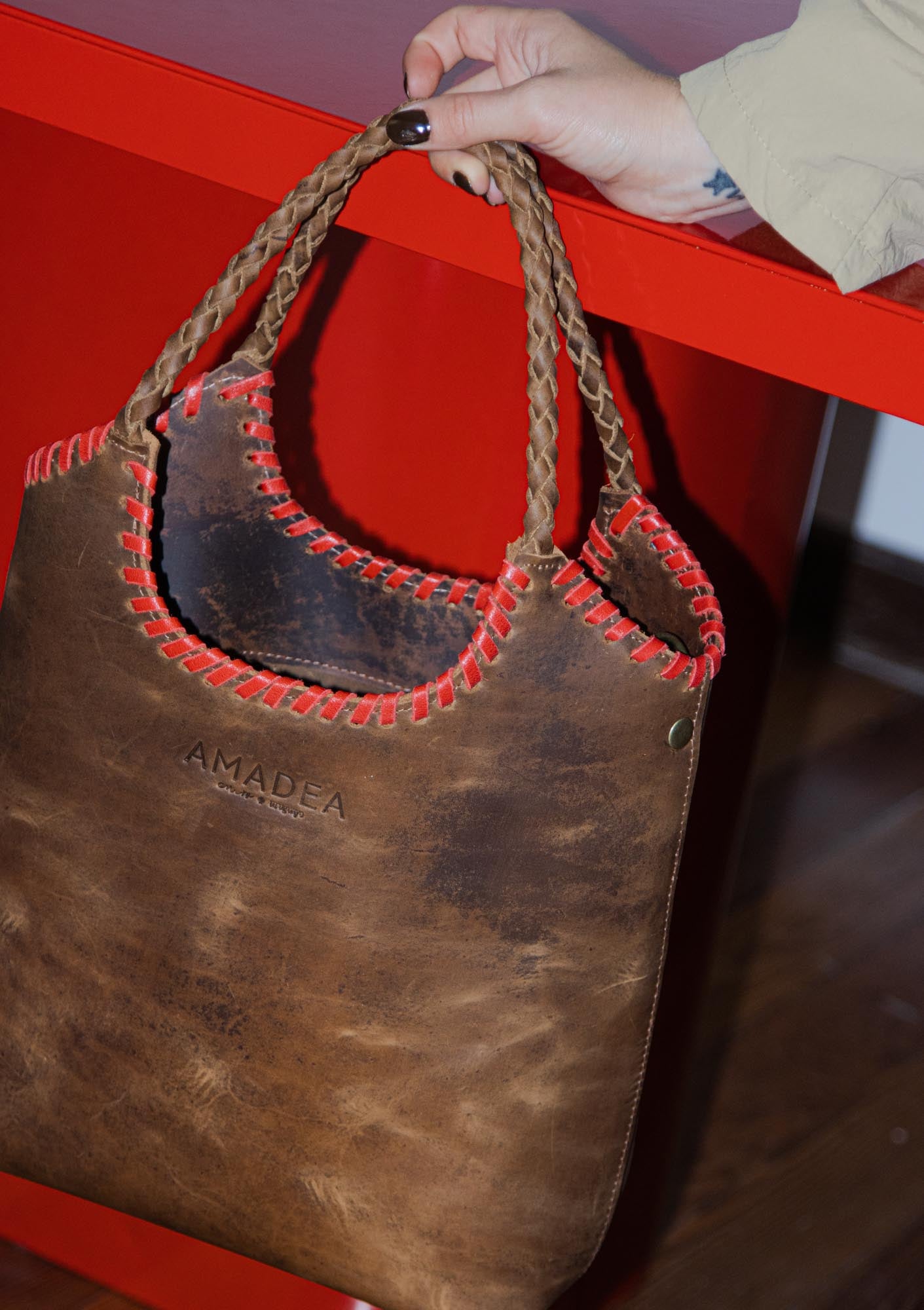 Matera/Cartera LABRA - Rojo&Chocolate