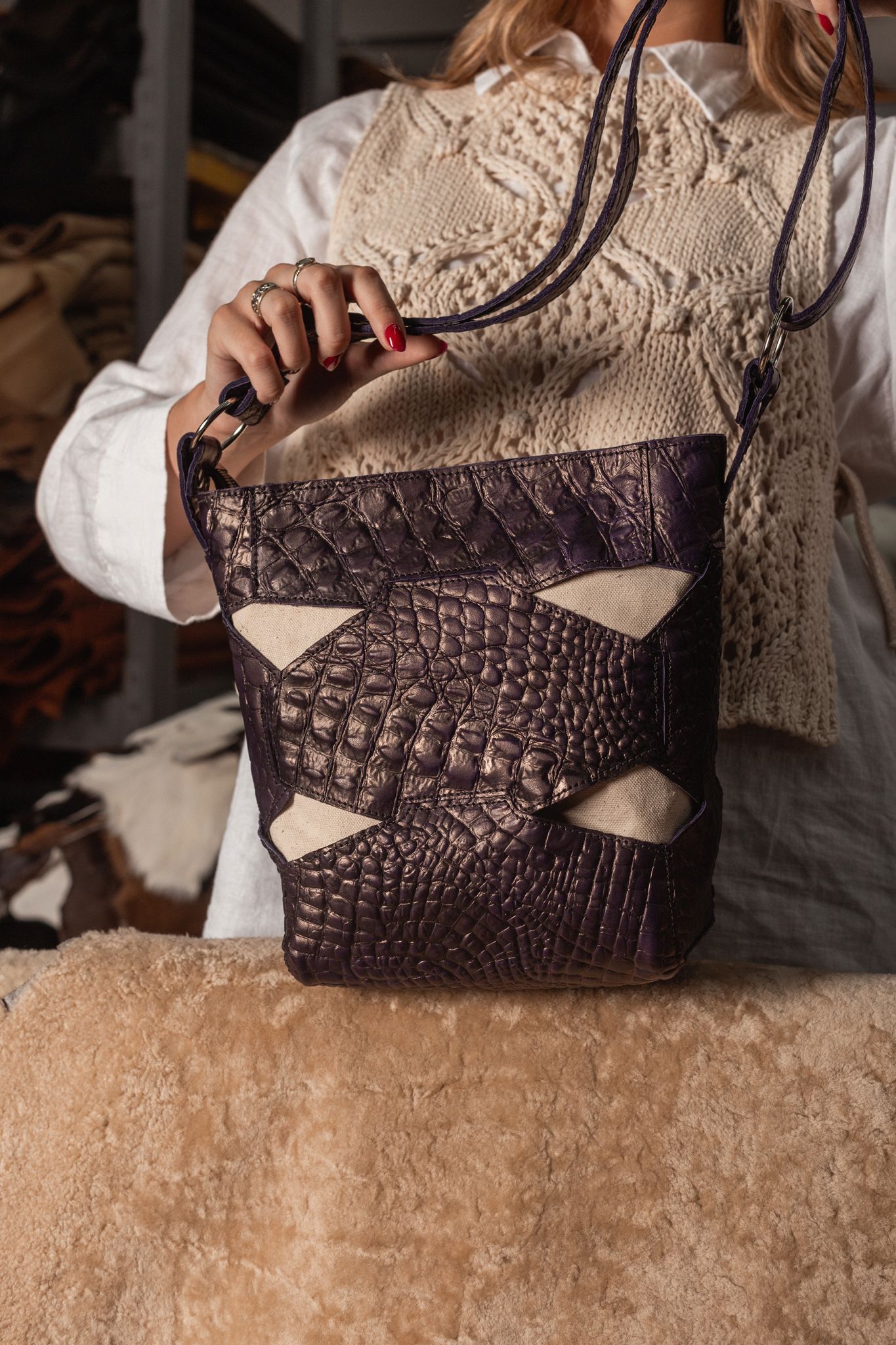 Entrelazo Bag - Purple Crocco