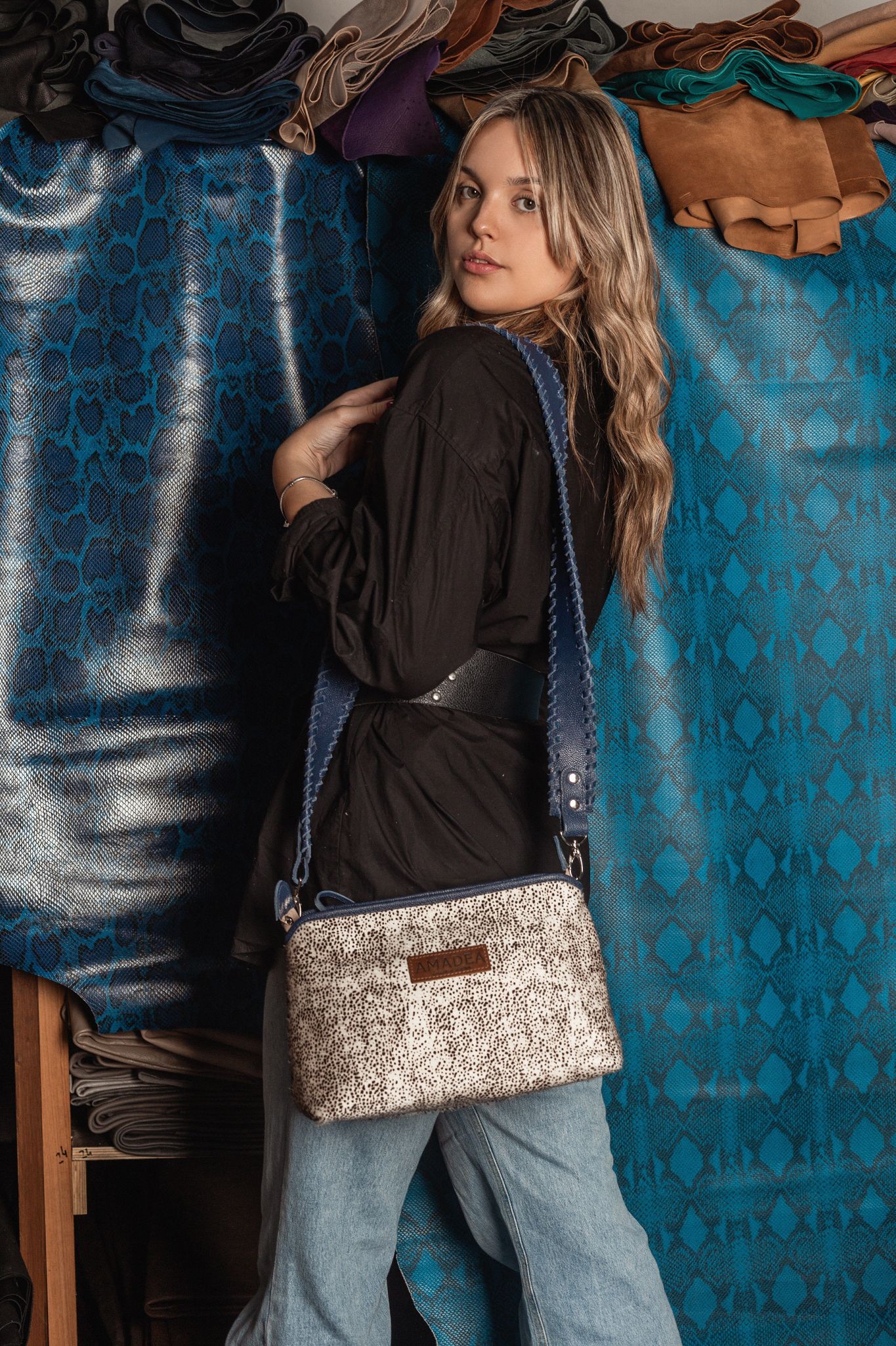 New Demetria Crossbody - AnimalPrint&Blue